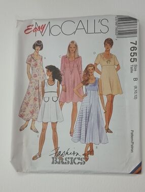 Rare McCall's 7655 Easy Dress Sewing Pattern 023795765527 ©1995